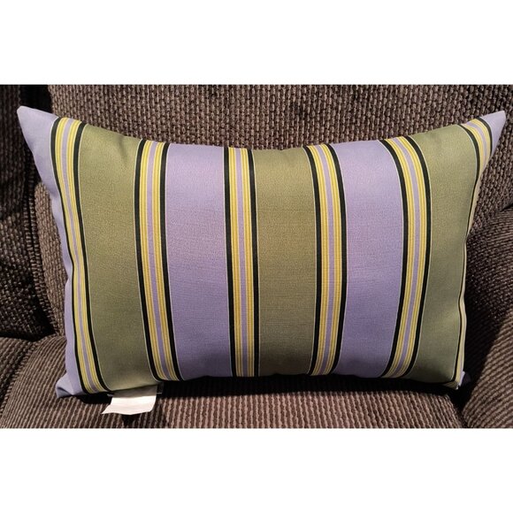 Striped Throw Pillow By Plow & Hearth - 100% Polyester Fiber - Green & Purple - - Picture 2 of 4